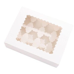 Transparent Long Muffin Cupcakes Box White Cup Cake Take Away Packaging Cupcake Boxes With Clear Window