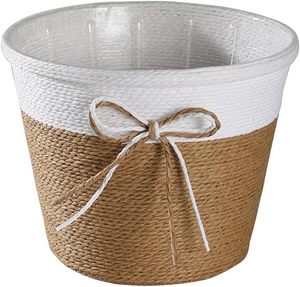 Petit panier à plantes <span class=keywords><strong>en</strong></span> <span class=keywords><strong>corde</strong></span> de papier-Panier enroulé tissé pour couvercle de <span class=keywords><strong>pot</strong></span> de fleur décoratif et organisation de la maison-Beige - Product Image 1