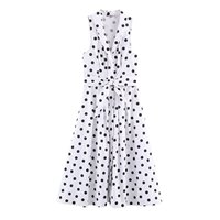 TAOP&ZA Nouvelle Robe d'été élégante décontractée pour femme, col en V, sans manches, à pois, avec ceinture 7624423