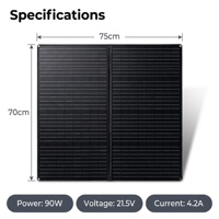 Panneau solaire monocristallin pliable portable 90W, chargeur solaire étanche ETFE pour camping-car, station d'alimentation, recharge de téléphone