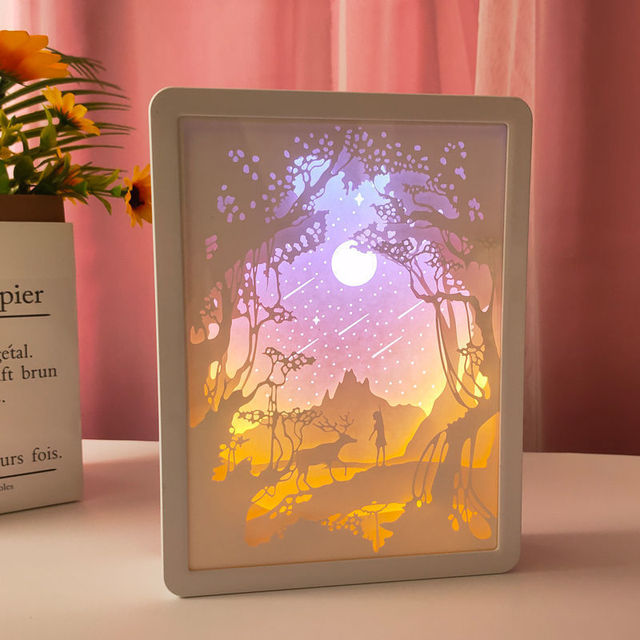Popular 3d Usb Led Bedroom Living Room Remote Tap Colorful Decoration Shadow Night Lamp Paper Cut Light Box for Room
