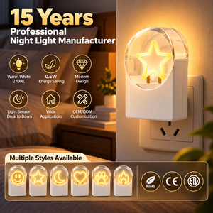 Veilleuse LED enfichable OEM ODM, lumière blanche chaude 2700K, forme étoile, 0,5W, économie d'énergie, pour chambre à coucher, chambre d'enfant, couloir - Product Image 4