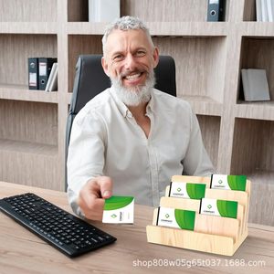 Lingyue Wooden Magazine <b>Organizer</b> Tiered <b>Desktop</b> Rack Natural Wood Color Multi Layer Storage <b>For</b> Office Use - Product Image 4