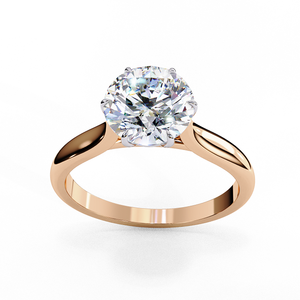 Bague en or rose sertie de diamants pour femme, design classique et élégant, bijou tendance pour tous les jours, finition brillante, idée cadeau. - Product Image 1