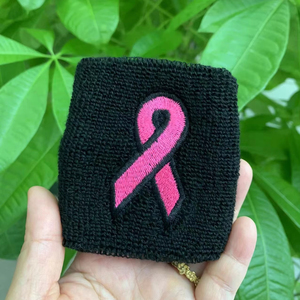 Zwart Lint Polsbandje Borstkanker Bewustzijn Sport Polsbandjes Voor Zweten Atletische Gymnastiek Polsbandjes Voor Vrouwen Mannen - Product Image 1