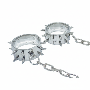 Poignets de main et de cheville à pointes en acier inoxydable 40mm de hauteur 6mm d'épaisseur pour un jeu de bondage intense - Product Image 1