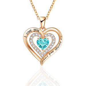 Moda mujer amor corazón piedra natal collar oro rosa joyería <span class=keywords><strong>para</strong></span> esposa <span class=keywords><strong>novia</strong></span> mamá hija <span class=keywords><strong>para</strong></span> <span class=keywords><strong>aniversario</strong></span> <span class=keywords><strong>regalo</strong></span> <span class=keywords><strong>de</strong></span> cumpleaños - Product Image 4
