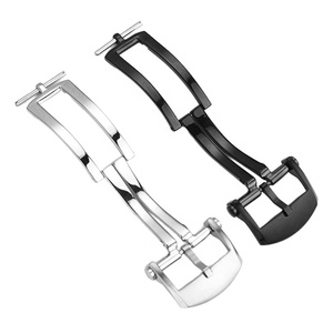 Cierre de hebilla de despliegue para Avenger Blackbird <span class=keywords><strong>Seawolf</strong></span> Superocean 20mm correa de reloj de acero de lujo con acabado de oro rosa de plata negra - Product Image 3