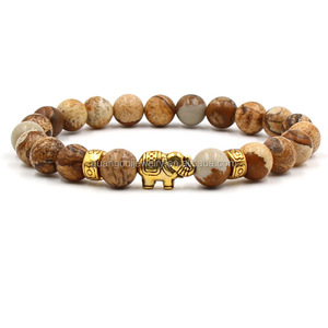 Nouveauté Bracelet pour homme fait main avec breloques en pierre naturelle volcanique, œil <span class=keywords><strong>de</strong></span> tigre et éléphant - Product Image 5