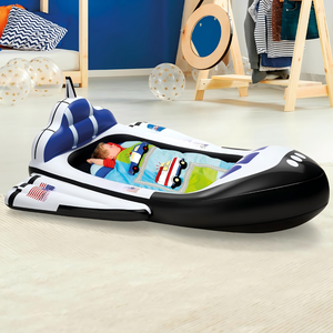 Inflatable Rocket Ship <b>Toddler</b> Travel <b>Bed</b> with Air <b>Mattress</b> for Kids Camping Home Play - Product Image 5