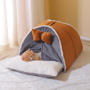 Warmes Haustierbett für Hunde und Katzen, Halboffene Hundehütte, Weiches Nestzelt, Haustierzubehör, Katzenhaus, Winter-Katzenbett, Haustierhöhle - Product Image 3