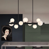 Lustre LED moderne nordique de luxe en cuivre pour hôtel villa restaurant salle à manger-lampe suspendue en verre boule de haricot magique pour vivre