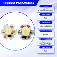 Diode LED à puce haute puissance 1W 3W 12V 24V Jaune Vert Blanc Bleu Bleu Glace Rose Rouge UV Ultra Lumineuse sur substrat aluminium