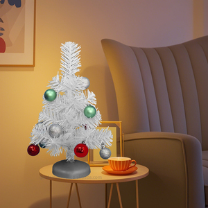 Mini Árbol de Navidad Artificial de PVC Blanco de 32 cm con Adornos de Bolas para Decoración de Mesa de Centro en el Hogar, Oficina o Fiestas - Product Image 4
