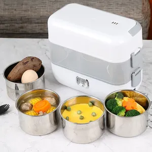Draagbare Elektrische Lunchbox Roestvrijstalen Verwarmde Voedsel Container Voor Kantoor Thuis Met Siliconen Afdichting Ring
