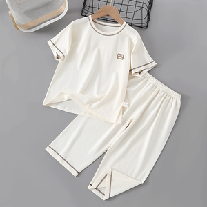 Pigiami per Bambini in Tinta Unita, Vendita all'Ingrosso e Personalizzabili, Set Estivi a Maniche Corte per Ragazzi e Ragazze - Product Image 4