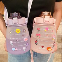 Bouteilles d'eau de pédagogique, bouclées, pour entraînement, sport, 32 oz, 64oz, demi-plat sans bpa, marqueur de temps, quifit, 2021