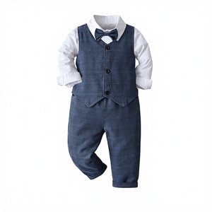 Nouvelle collection 2026 : Ensemble de vêtements formels pour garçons, motif écossais, 100 % coton (gilet, chemise, pantalon) - Product Image 3