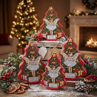 Boîte en métal en forme de sapin de Noël, boîte cadeau pour bonbons, boîte en métal en forme de sapin, boîte de rangement pour biscuits et chocolats de Noël, emballage en vrac pour les fêtes