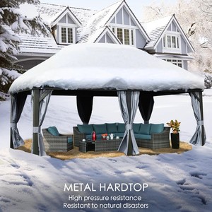 Double couche extérieure 12x20ft toit rigide auvent pavillon grande taille métal haut élégant <span class=keywords><strong>jardin</strong></span> patio Gazebo Pergola <span class=keywords><strong>pour</strong></span> arrière-cour - Product Image 3