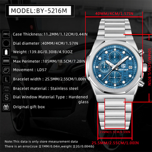 Nouvelle montre chronographe sport pour homme à 3 aiguilles, en acier inoxydable, style business décontracté, étanche, lumineuse, à quartz, avec calendrier - Product Image 5