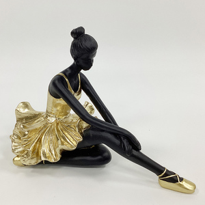 Vente en gros de figurines de ballerine en résine noire et dorée, statue de danseuse pour la décoration de la maison - Product Image 5