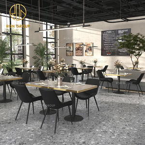 ชุดเฟอร์นิเจอร์หนังหุ้มเบาะหินสี่เหลี่ยมที่ทันสมัยสำหรับร้านกาแฟร้านกาแฟร้านอาหารบูธเก้าอี้โต๊ะเก้าอี้ - Product Image 4