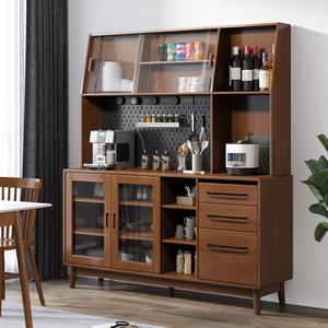 North European Style Solid Wood Sideboard Multi Functional <b>Storage</b> <b>Cabinet</b> For <b>Dining</b> <b>Room</b> With Glass Doors And Drawers - Product Image 3