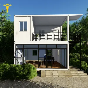 Big Container House Kit Kabin Rencana Rumah, 40ft 1 Kamar Tidur 80m2 Ulasan Pre Fab Apartemen Paket Datar