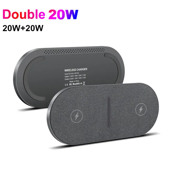 40W Fast Dual 2 in 1 Wireless Charger Pad for Airpods 3 Pro iPhone 8 X XS XR 11 12 13 Max Samsung S22 S21 QI Induction Charging