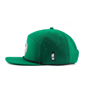 Casquettes Snapback à 6 panneaux en coton unisexe avec logo en caoutchouc personnalisé, motif feuille tropicale, visière plate, ajustées, sportives, avec cordon de serrage - Product Image 2