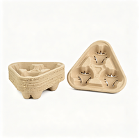 Support à boissons compostable en pulpe de kraft pour 2 tasses, chaud ou froid, café, thé à emporter, vente en gros, plateau à gobelets biodégradable et écologique personnalisé