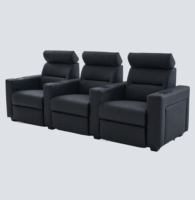Juego de sofá reclinable con luces LED personalizadas de lujo moderno, cuero inteligente eléctrico de 3 plazas para cine en casa, muebles de sala de estar de madera