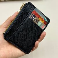Dompet Kartu Kredit Tipis Kulit PU dengan Resleting Samping dan Kantong Koin, Multi Slot, untuk Pria Wanita, Perjalanan dan Bisnis