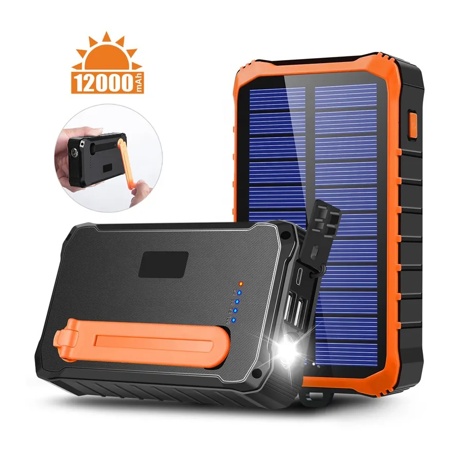 Zonne-energie Power Bank Snel Opladen Draagbare Solar Telefoon Oplader Waterdichte Solar Batterij Voor Telefoon