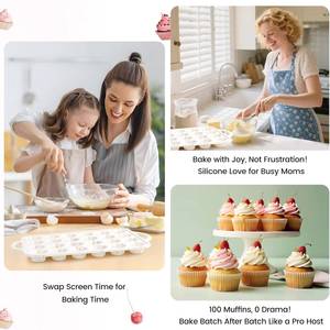 MUYULINS factory 12-cup pan, metal reinforced frame, regular size, with handle, non-stick <b>silicone</b> cake mold - Product Image 6