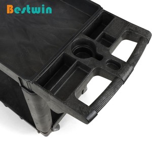 Carro de herramientas de plástico PP para uso en almacén de 2 niveles, carro de servicio pesado con bandeja de estantes profundos - Product Image 4