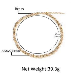 Bracciale UWIN 2025 con Cuori Diamantati Stampati, Bracciale a Catena XO con Cuori e Baci Placcato Oro 18K - Product Image 2