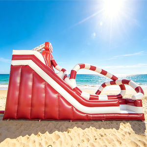 WINSUN Toboggan Gonflable Commercial Rouge et Blanc Rayé avec Tunnel pour Fêtes d'Enfants, Événements Festifs et Amusements en Jardin - Product Image 3