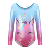 Ensemble de Danse 3 Pièces B79 avec Logo Personnalisé pour Enfants, Justaucorps de Gymnastique à Dégradé de Couleurs, Jupe à Paillettes, Tenues de Danse