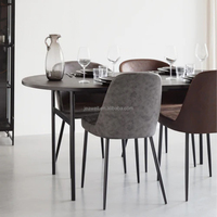 Chaises de salle à manger en tissu de cuir nordique chaises de restaurant d'hôtel revêtement de meubles en métal jambe en acier table à manger et ensemble de chaises