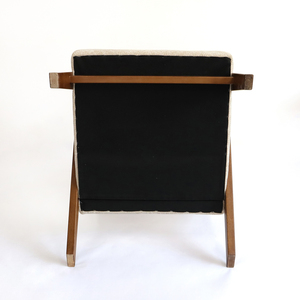 Poltrona in Legno Massello Stile <span class=keywords><strong>Pierre</strong></span> Jeanneret con Rivestimento in Tessuto Bouclé per Casa e Ufficio - Product Image 5