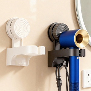 Hair Dryer Holder With Suction Cup Wall Mounted Non Slip Cord Winder Storage Solution Bathroom - Product Image 1