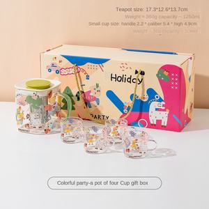 Tetera de Cerámica Resistente a Altas Temperaturas, Súper Linda, con Tazas de Vidrio, Juego de Una Tetera y Cuatro Tazas en Caja de Regalo para Fiestas - Product Image 6