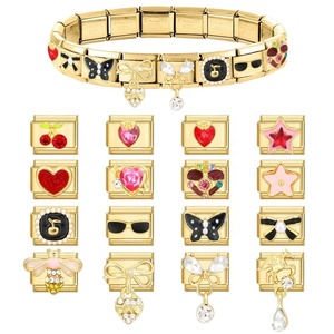 Breloques en acier inoxydable électroplaqué, module doré de style européen, bracelet personnalisable, bijoux de mode DIY doux et polyvalents - Product Image 5