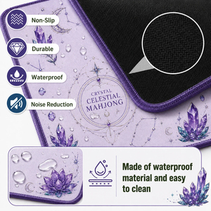 Tapis de Mahjong Américain Esthétique en Cristal Lavande, Motif Lune Céleste, Antidérapant et Imperméable, avec Guide des Règles pour Jeux de Cartes - Product Image 6