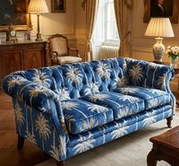 Tissu d'ameublement élégant motif palmier au mètre – Textile décoratif imprimé de qualité supérieure pour la rembourrage de coussins et la rénovation de meubles