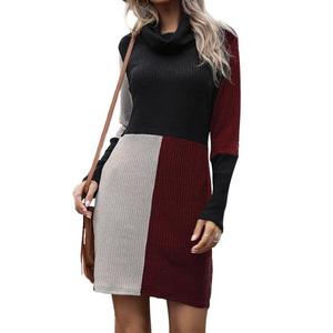 Maglione da <span class=keywords><strong>Donna</strong></span> a Collo Alto con Maniche Lunghe, Bianco e <span class=keywords><strong>Nero</strong></span>, Lavorato a Maglia con Patchwork - Product Image 1