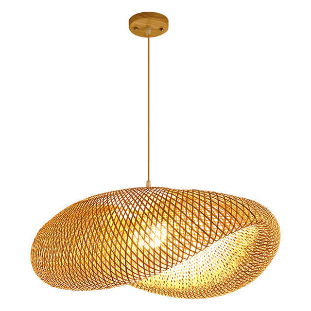 Hanging Chandelier Led Bamboo Pendant Light Woven Lamp for Indoor
