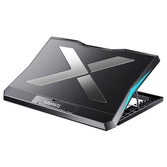 Adjustable Height Laptop Cooling Pad With 6 Core Quiet Fans Wind Speed Control 2 USB Port ABS Plastic Laptop Stand Used Stock